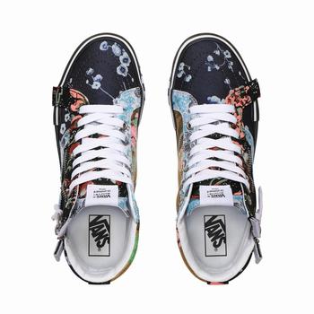 Damske Kotnikove Tenisky Vans Florals Sk8-Hi Reissue CAP Čierne VA15RPXYQ